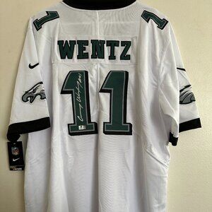 CARSON WENTZ SIGNED PHILADELPHIA EAGLES AUTOGRAPHED CUSTOM JERSEY W/COA - XL 875